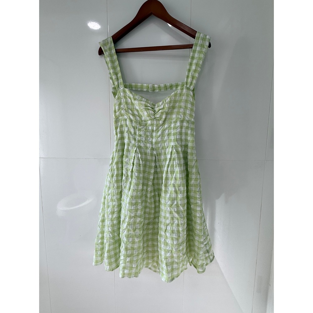 Kourt Green & White Gingham Mini Dress – Size Large